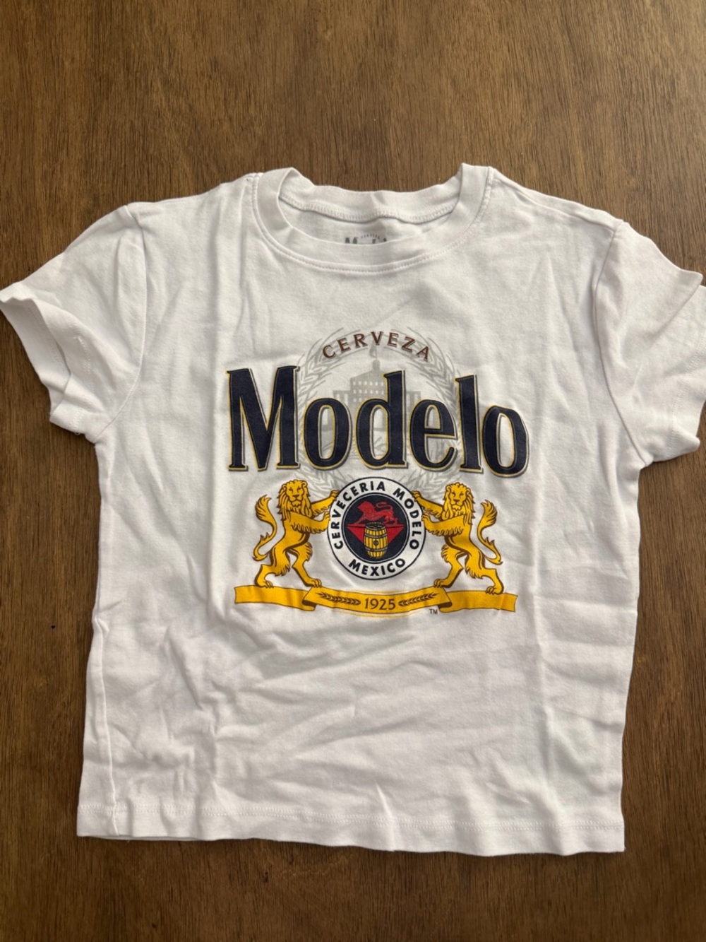 ModelCo White Tee with Grey Logo Print